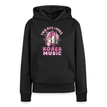 Idée cadeau motif coréen à la mode pour les fans de K-pop - Sweat à capuche Premium bio Femme - noir - Devant - Julia (174cm)