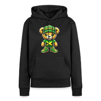 Nationalité du pays battant pavillon de la Jamaïque, I - Sweat à capuche Premium bio Femme - noir - Devant - Julia (174cm)