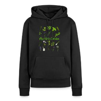 Mein Kräutergarten - Heilkräuter - Frauen Premium Bio Hoodie - Schwarz - Vorne - Julia (174cm)