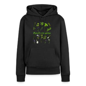 Mein Kräutergarten - Kräuter - Frauen Premium Bio Hoodie - Schwarz - Vorne - Julia (174cm)