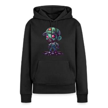 Halloween des cheminots - Sweat à capuche Premium bio Femme - noir - Devant - Julia (174cm)