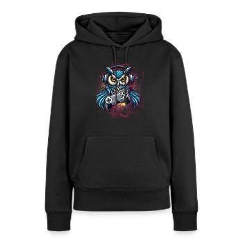 Verbessern Sie Ihren Stil Mit Unserer Gaming-eule - Frauen Premium Bio Hoodie - Schwarz - Vorne - Julia (174cm)
