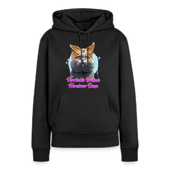 Britisch Kurzhaar VERRÜCKTE BRITISCH KURZHAAR - Frauen Premium Bio Hoodie - Schwarz - Vorne - Julia (174cm)