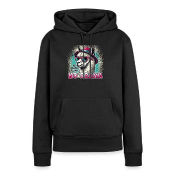 Sans stress avec notre Lama No Drama - Sweat à capuche Premium bio Femme - noir - Devant - Julia (174cm)