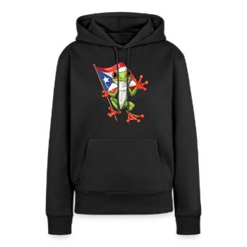 Grenouille Coqui Symbole Taino Boricua Puerto - Sweat à capuche Premium bio Femme - noir - Devant - Julia (174cm)