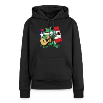 Grenouille Coqui Symbole Taino Boricua Puerto - Sweat à capuche Premium bio Femme - noir - Devant - Julia (174cm)