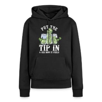 Barman Mixologue Put The Tip - Sweat à capuche Premium bio Femme - noir - Devant - Julia (174cm)