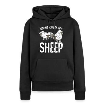 Blague drôle de mouton - Sweat à capuche Premium bio Femme - noir - Devant - Julia (174cm)