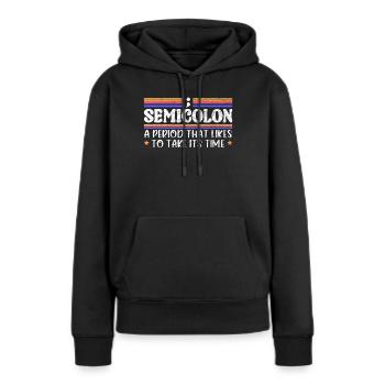 Grammaire anglaise drôle - Sweat à capuche Premium bio Femme - noir - Devant - Julia (174cm)