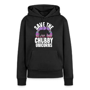 Speichern Sie Die Molligen Einhörner Fat Rino - Frauen Premium Bio Hoodie - Schwarz - Vorne - Julia (174cm)