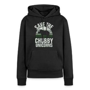 Speichern Sie Die Molligen Einhörner Fat Rino - Frauen Premium Bio Hoodie - Schwarz - Vorne - Julia (174cm)