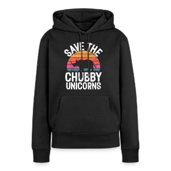 Speichern Sie Die Molligen Einhörner Fat Rino - Frauen Premium Bio Hoodie - Schwarz - Vorne - Julia (174cm)