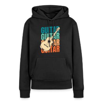 Guitare acoustique - Sweat à capuche Premium bio Femme - noir - Devant - Julia (174cm)