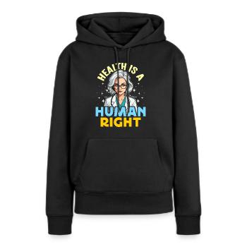 Éducateur en santé La santé est un droit de l’homme Les soins de santé - Sweat à capuche Premium bio Femme - noir - Devant - Julia (174cm)