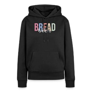 Pain Boulanger Boulangerie Boulangerie Confiserie - Sweat à capuche Premium bio Femme - noir - Devant - Julia (174cm)