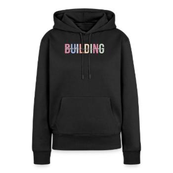 Technicien en bâtiment Services du bâtiment - Sweat à capuche Premium bio Femme - noir - Devant - Julia (174cm)