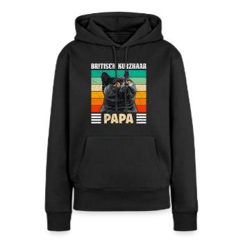 BRITISCH KURZHAAR KATZENPAPA Britisch Kurzhaar - Frauen Premium Bio Hoodie - Schwarz - Vorne - Julia (174cm)