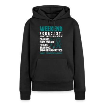 Sensibilisation au rétablissement de la dépendance au ruban turquoise - Sweat à capuche Premium bio Femme - noir - Devant - Julia (174cm)