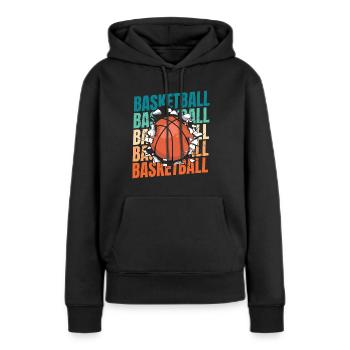 Basket-ball Joueurs de basket-ball - Sweat à capuche Premium bio Femme - noir - Devant - Julia (174cm)