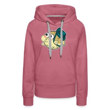 Puffer Fish with Backpack - Frauen Premium Bio Hoodie - Malve - Vorne - Isabella (175cm)