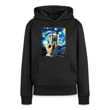 Blackjack Glücksspiel Karten Sternennacht Malerei - Frauen Premium Bio Hoodie - Schwarz - Vorne - Julia (174cm)
