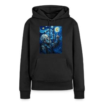 Karl Marx Kommunismus Kommunist Sternennacht Gemäl - Frauen Premium Bio Hoodie - Schwarz - Vorne - Julia (174cm)