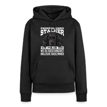 Neufundländer PERSÖNLICHER STALKER FOLGE DIR - Frauen Premium Bio Hoodie - Schwarz - Vorne - Julia (174cm)