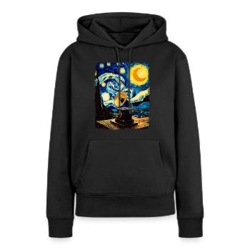 Grammophon Old School Plattenspieler Sternennacht - Frauen Premium Bio Hoodie - Schwarz - Vorne - Julia (174cm)