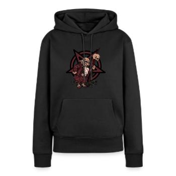 Le petit diablotin de Satan - Sweat à capuche Premium bio Femme - noir - Devant - Julia (174cm)