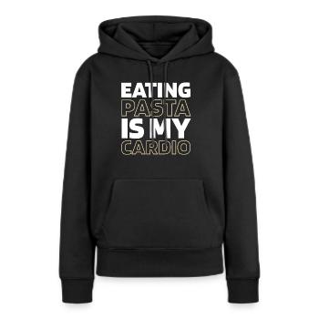 Pasta Citation cardio drôle - Sweat à capuche Premium bio Femme - noir - Devant - Julia (174cm)