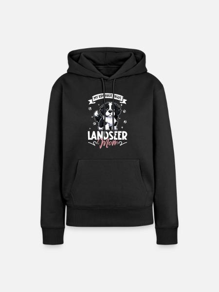 Landseer Mama - Frauen Premium Bio Hoodie - Schwarz