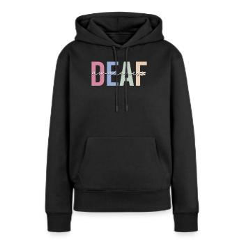 Sensibilisation à la surdité Deafness Amer - Sweat à capuche Premium bio Femme - noir - Devant - Julia (174cm)
