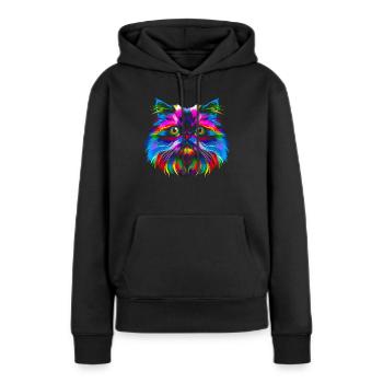 Chat de l’Himalaya Popart - Sweat à capuche Premium bio Femme - noir - Devant - Julia (174cm)