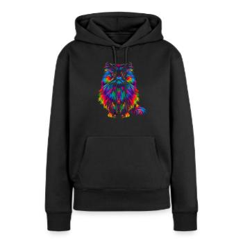 Chat de l’Himalaya Popart - Sweat à capuche Premium bio Femme - noir - Devant - Julia (174cm)