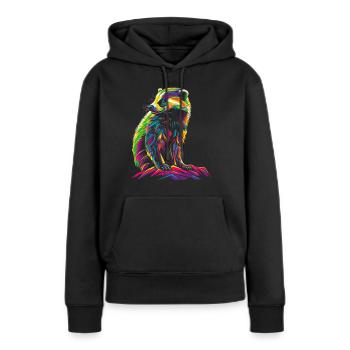 Miel Blaireau Ratel Popart - Sweat à capuche Premium bio Femme - noir - Devant - Julia (174cm)