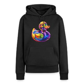 Gummi-Ente Duckie Popart - Frauen Premium Bio Hoodie - Schwarz - Vorne - Julia (174cm)