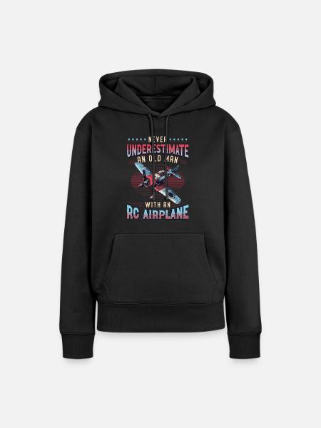 Alter Mann Mit Modellflugzeug - Frauen Premium Bio Hoodie - Schwarz