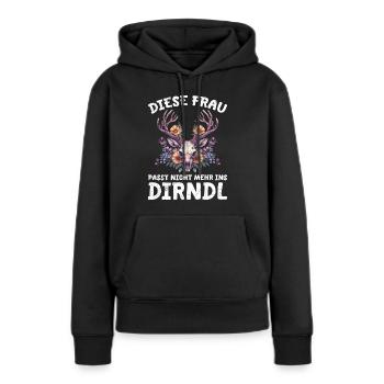 Dirndl zu klein Trachtenshirt Damen Trachten Dirndl - Sweat à capuche Premium bio Femme - noir - Devant - Julia (174cm)