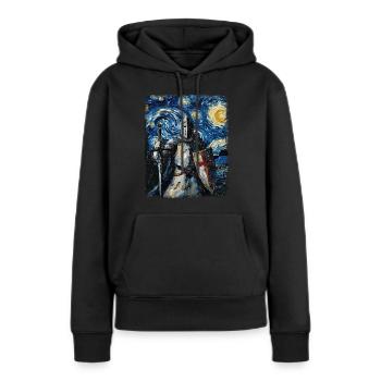 Croix de chevalier du Temple Peinture Nuit étoilée - Sweat à capuche Premium bio Femme - noir - Devant - Julia (174cm)