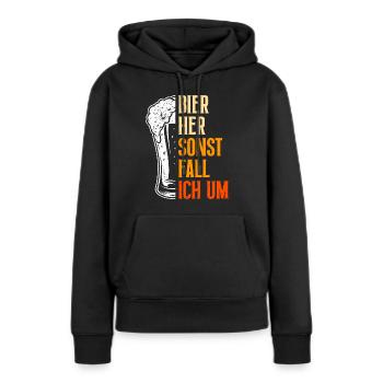 Bière ici ou je tombe - Sweat à capuche Premium bio Femme - noir - Devant - Julia (174cm)