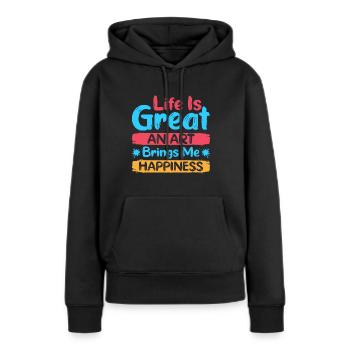 Artist Painter Graphic Art Brings Me Happiness - Frauen Premium Bio Hoodie - Schwarz - Vorne - Julia (174cm)