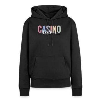 Casino Croupier Poker Jeux d’argent - Sweat à capuche Premium bio Femme - noir - Devant - Julia (174cm)