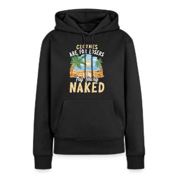 Dicton sur le nudisme - Sweat à capuche Premium bio Femme - noir - Devant - Julia (174cm)