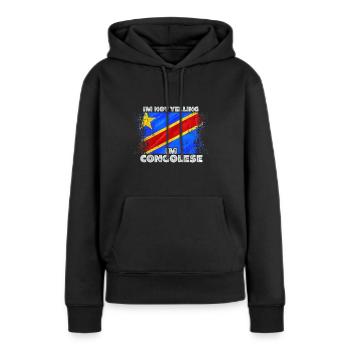 Congo - Sweat à capuche Premium bio Femme - noir - Devant - Julia (174cm)