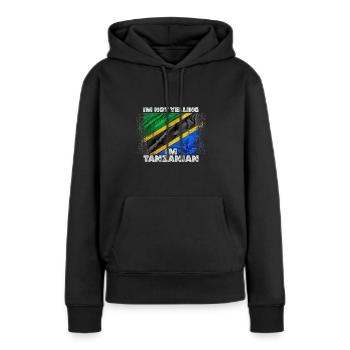 Tanzanie - Sweat à capuche Premium bio Femme - noir - Devant - Julia (174cm)
