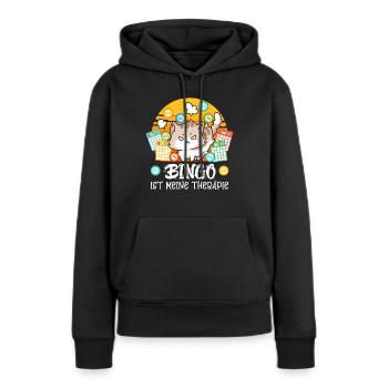 BINGO IST MEINE THERAPIE Lustiges Bingo - Frauen Premium Bio Hoodie - Schwarz - Vorne - Julia (174cm)