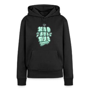 Sauvage et libre, Wild und frei - Sweat à capuche Premium bio Femme - noir - Devant - Julia (174cm)
