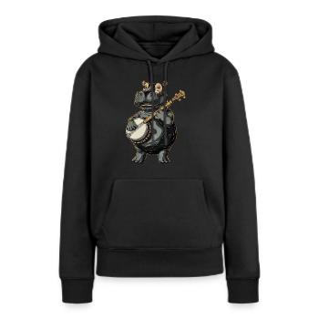 Hippo Hippopotamus Bluegrass Banjo Spieler - Frauen Premium Bio Hoodie - Schwarz - Vorne - Julia (174cm)