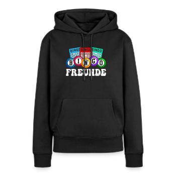 AMIS DE BINGO Joueurs de bingo Soirées Bingo - Sweat à capuche Premium bio Femme - noir - Devant - Julia (174cm)