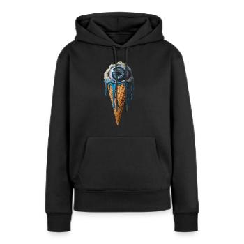 Weirdcore Ästhetischer Menschlicher Augapfel Eiscr - Frauen Premium Bio Hoodie - Schwarz - Vorne - Julia (174cm)
